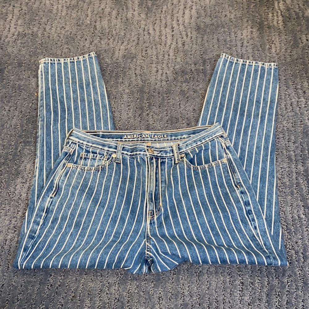 American Eagle Stripped Mom Jean